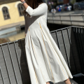 Sommerkleid, St. Tropez lang, Simple Dress, cremeweiß, gelbe Reißverschlüsse